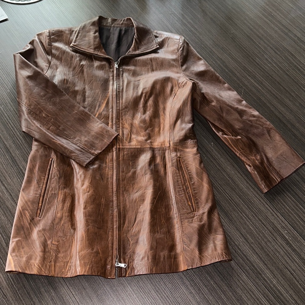 Brown soft made in Italy Massimo Leather leather jacket, size 44, made in Italy